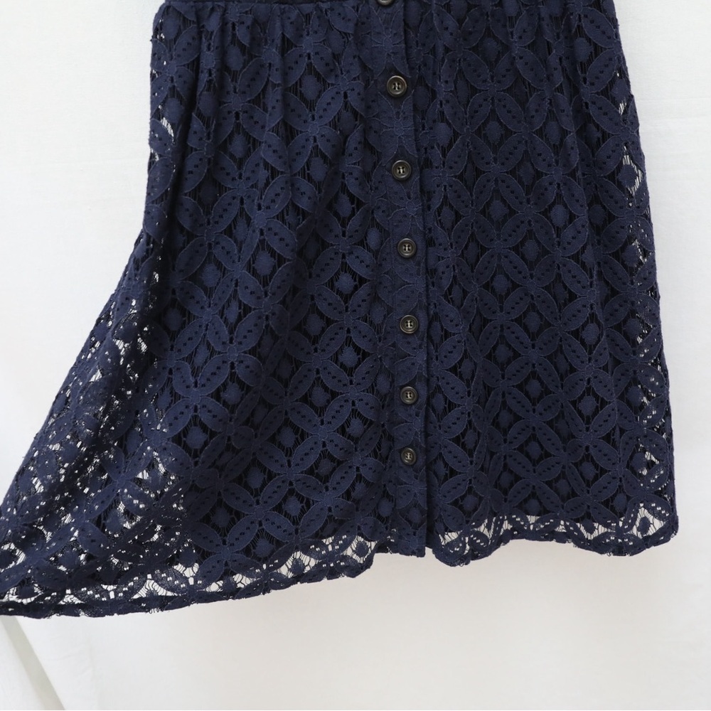Le Chateau navy blue lace cocktail dress mini party short bohemian L babydoll - Picture 6 of 9